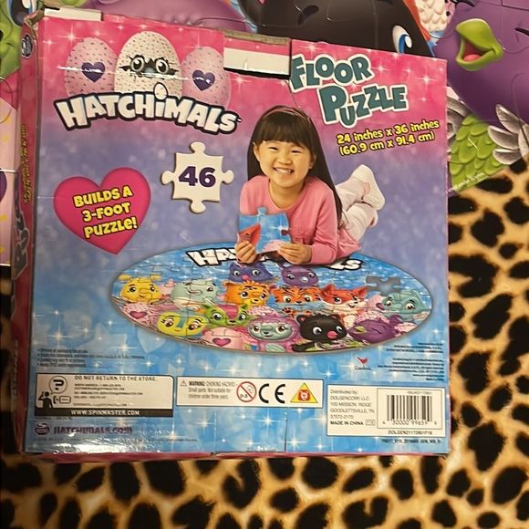 •HATCHIMALS• 46 PIECE FLOOR PUZZLE BUILD A 3 FOOT PUZZLE 24” x 36” EUC - Picture 8 of 8